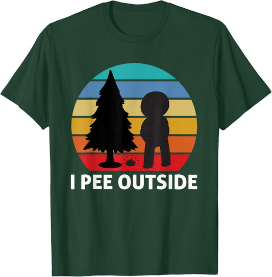 Funny Camping Quote -Adults Black Short Sleeve Classic Fit Small I Pee Outside Camping T-Shirt - T-Shirt | Forest