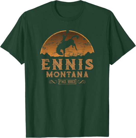 Ennis Montana MT Wild West Rodeo Cowboy T-Shirt - T-Shirt | Forest