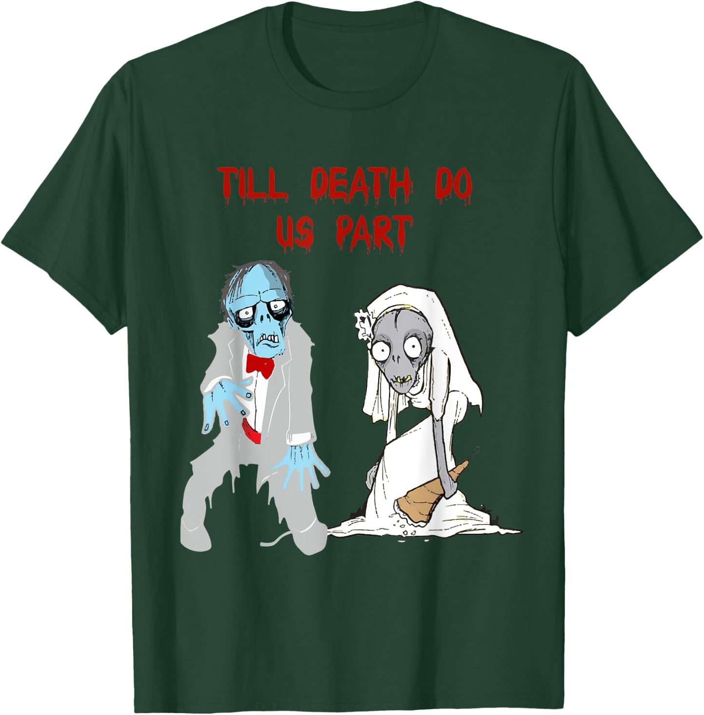 Zombie Bride Groom Matching Couples Gifts Horror Film T-Shirt - T-Shirt | Forest