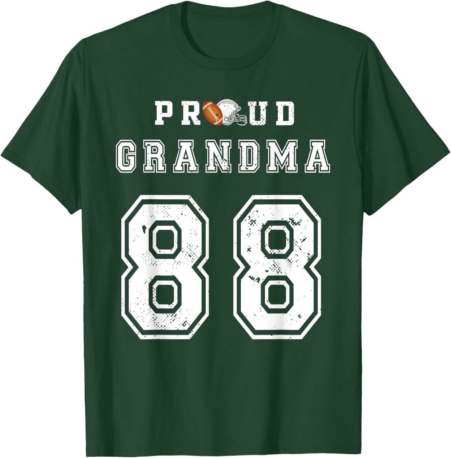 Custom Proud Football Grandma Number 88 Personalized T-Shirt - T-Shirt | Forest