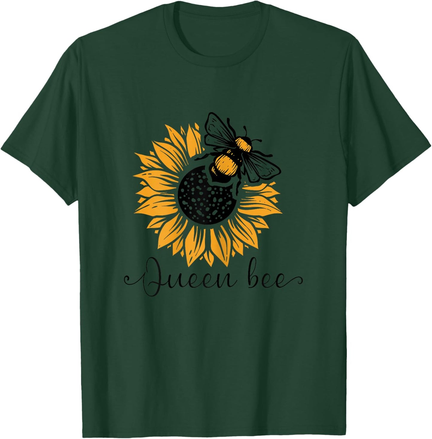 Queen bee and sunflower Beekeeper Beekeeping T-Shirt - T-Shirt | Forest