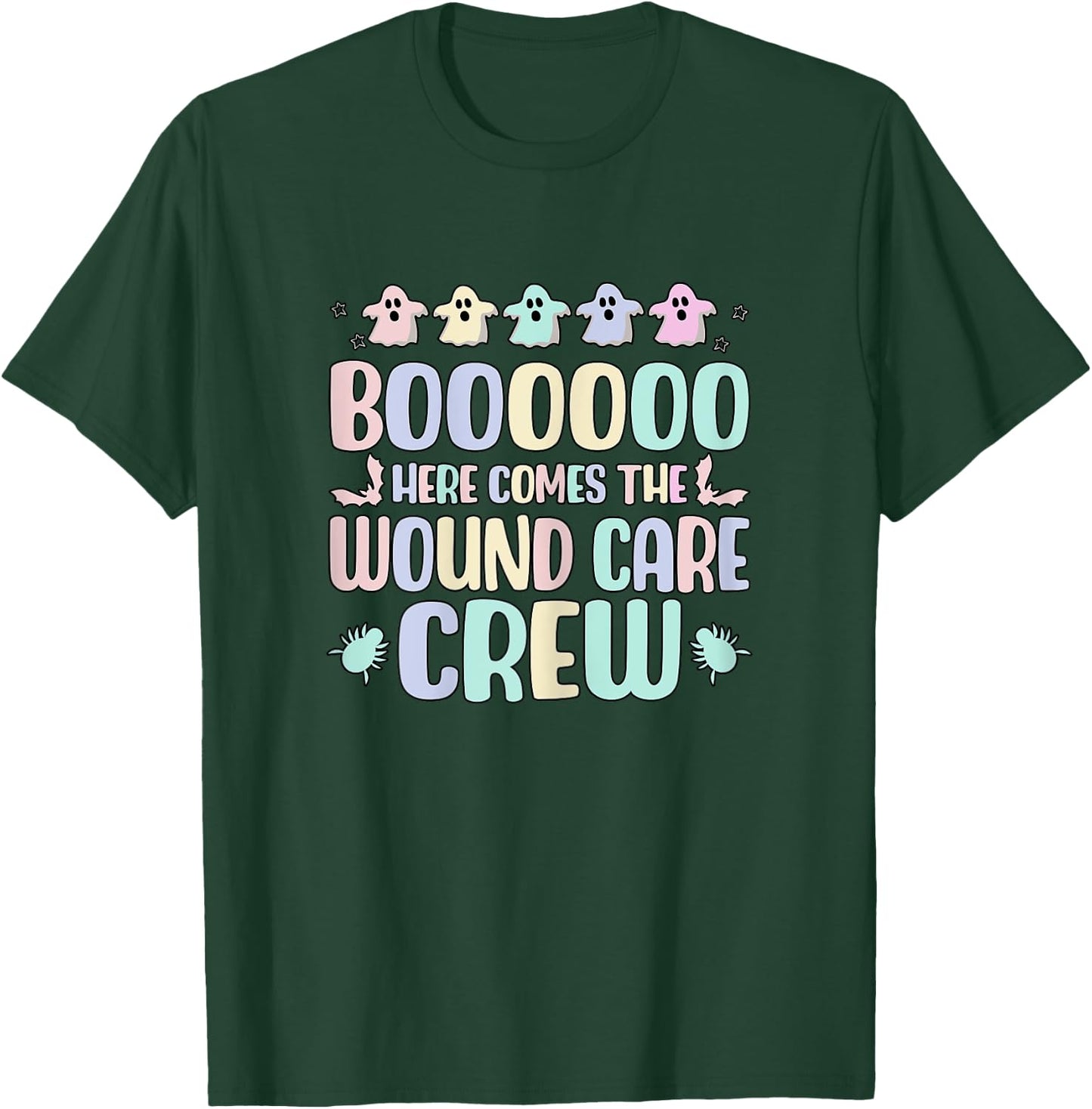 Wound Care Crew, Women Wound Nurse Halloween Ghost T-Shirt - T-Shirt | Forest