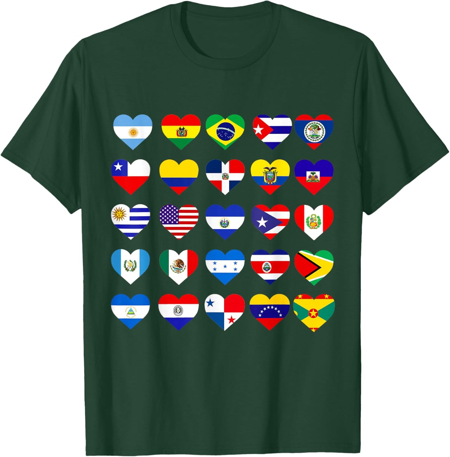 Mes de la Herencia Hispana Camiseta All Latin American Flags Countries Hispanic Latino Pride , Black T-Shirt - T-Shirt | Forest