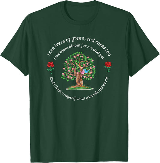 What a Wonderful World - Tree Bloom Birds in Love T-Shirt - T-Shirt | Forest