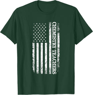 Chemistry Teachers American Flag Funny Chemist & Chemistry T-Shirt - T-Shirt | Forest