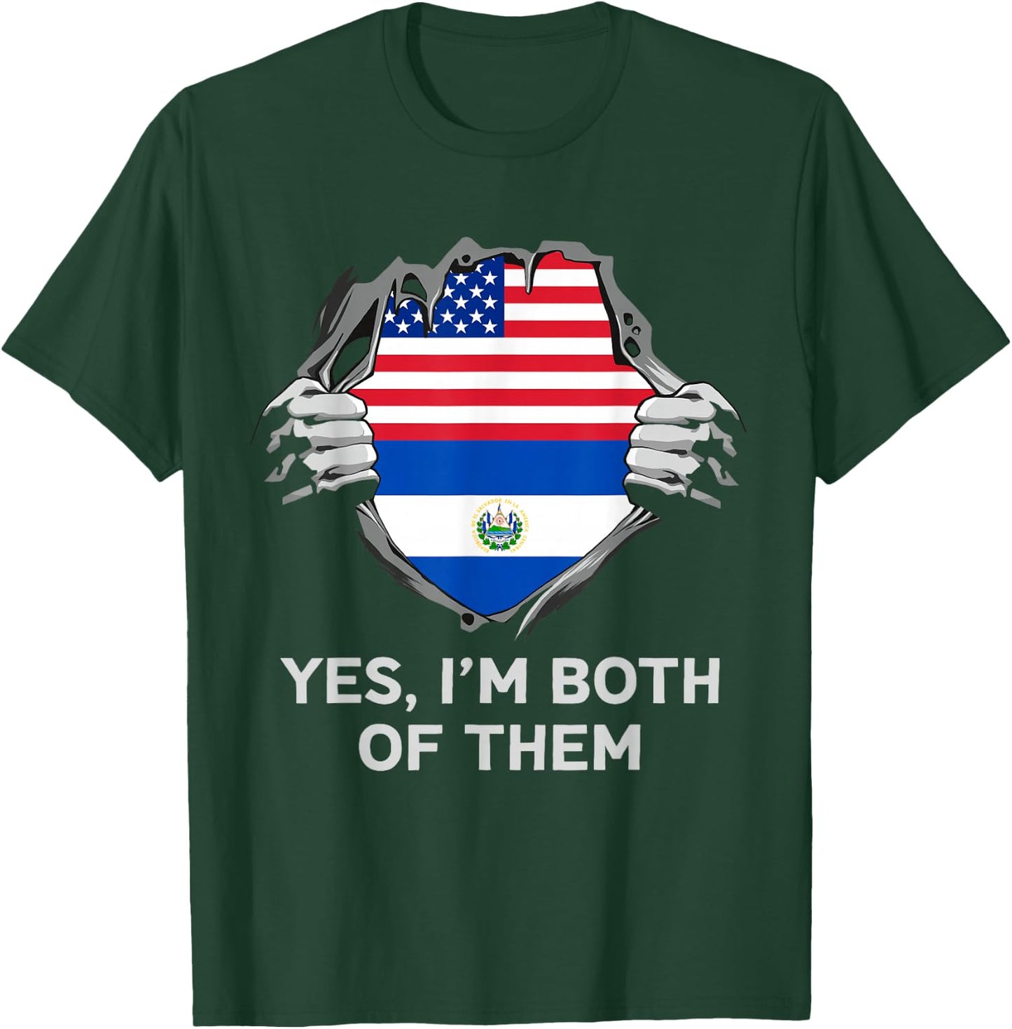 Half American Half Salvadoran USA El Salvador Flag T-Shirt - T-Shirt | Forest