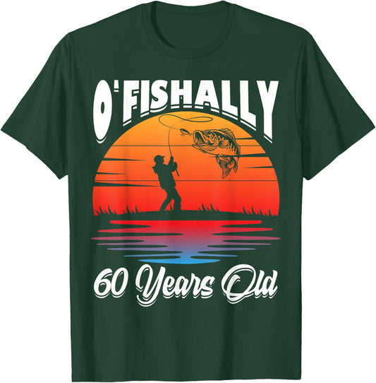 Ofishally 60 Years Old Fisherman 60th Birthday Party Fishing T-Shirt - T-Shirt | Forest