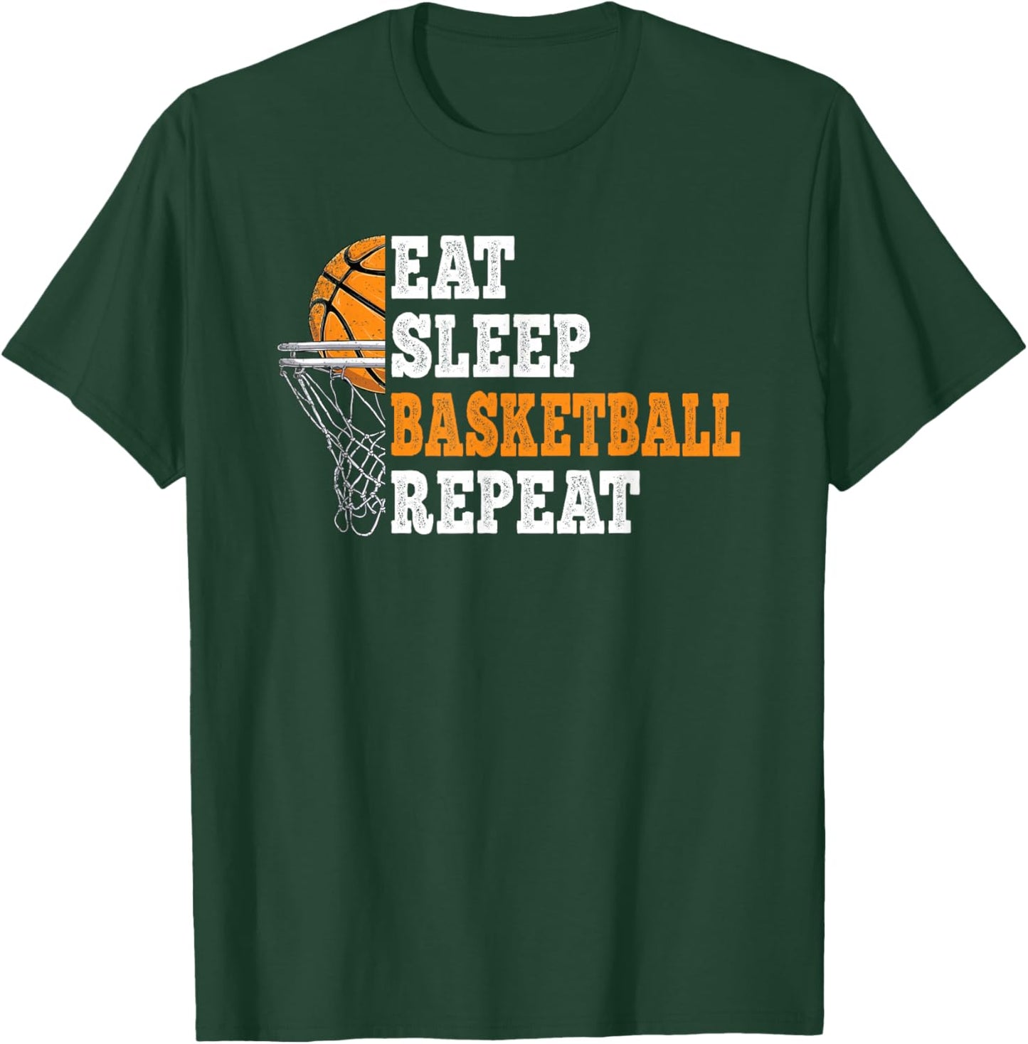 Eat Sleep Basketball Repeat Basketball Player Men Boys Kids T-Shirt - T-Shirt | Forest