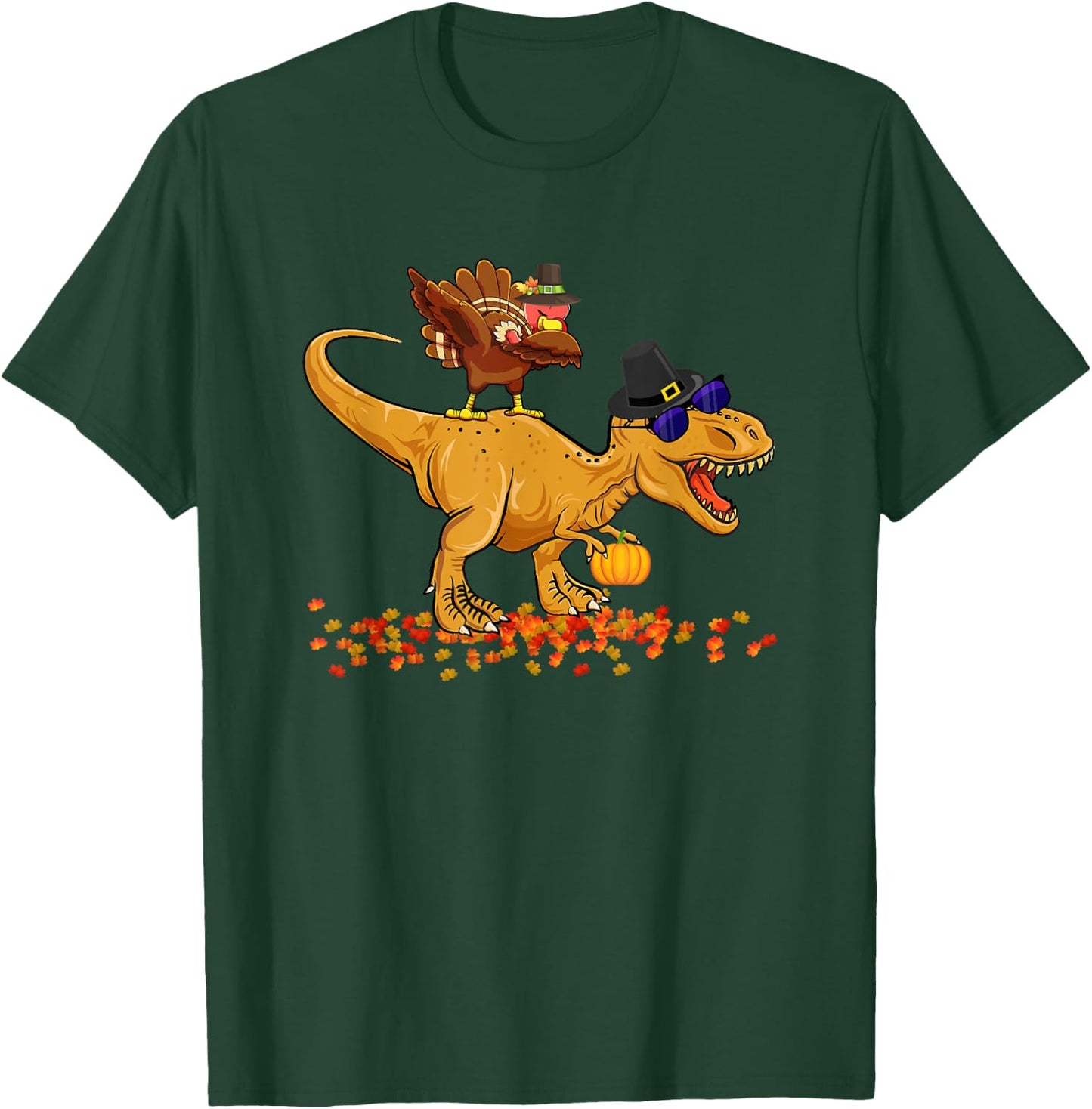 Thanksgiving Dinosaur Dabbing Turkey T-Rex Turkey Saurus Rex T-Shirt - T-Shirt | Forest