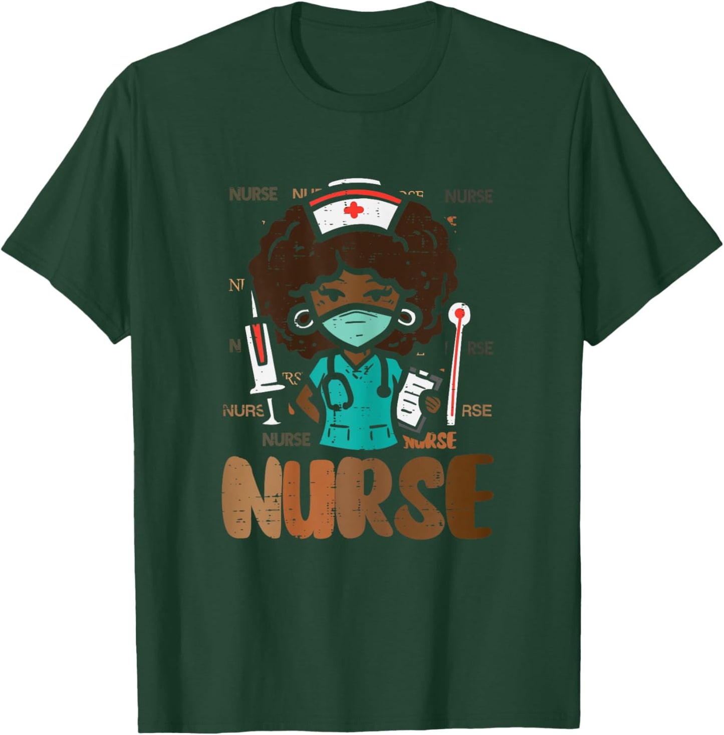 Black History Afro Nurse African Nursing Scrub Top Women T-Shirt - T-Shirt | Forest
