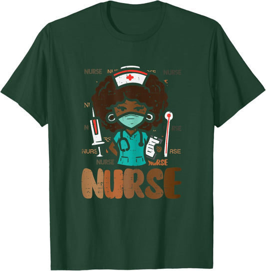 Black History Afro Nurse African Nursing Scrub Top Women T-Shirt - T-Shirt | Forest