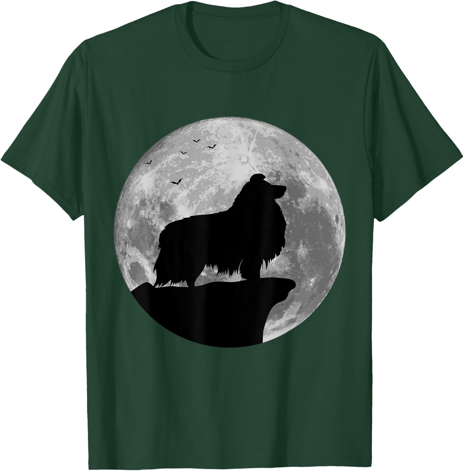 Sheltie Silhouette In The Moon Halloween Costume T-Shirt - T-Shirt | Forest