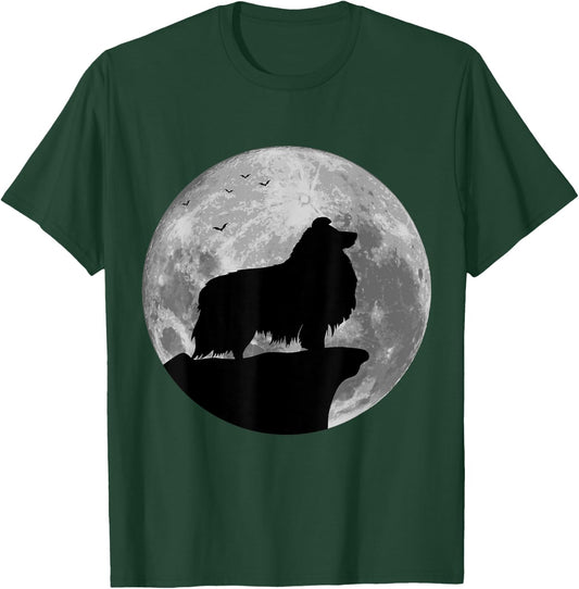 Sheltie Silhouette In The Moon Halloween Costume T-Shirt - T-Shirt | Forest