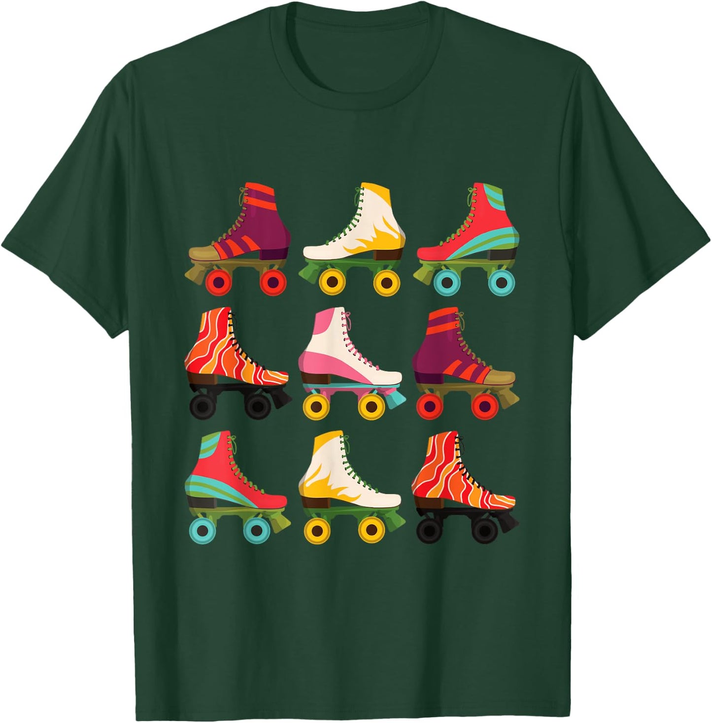 Retro Rollerskates 80's Derby Roller Skating for Teen Girls T-Shirt - T-Shirt | Forest