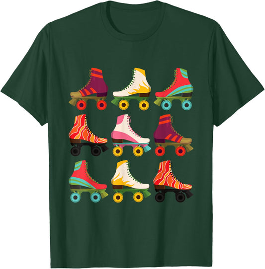 Retro Rollerskates 80's Derby Roller Skating for Teen Girls T-Shirt - T-Shirt | Forest