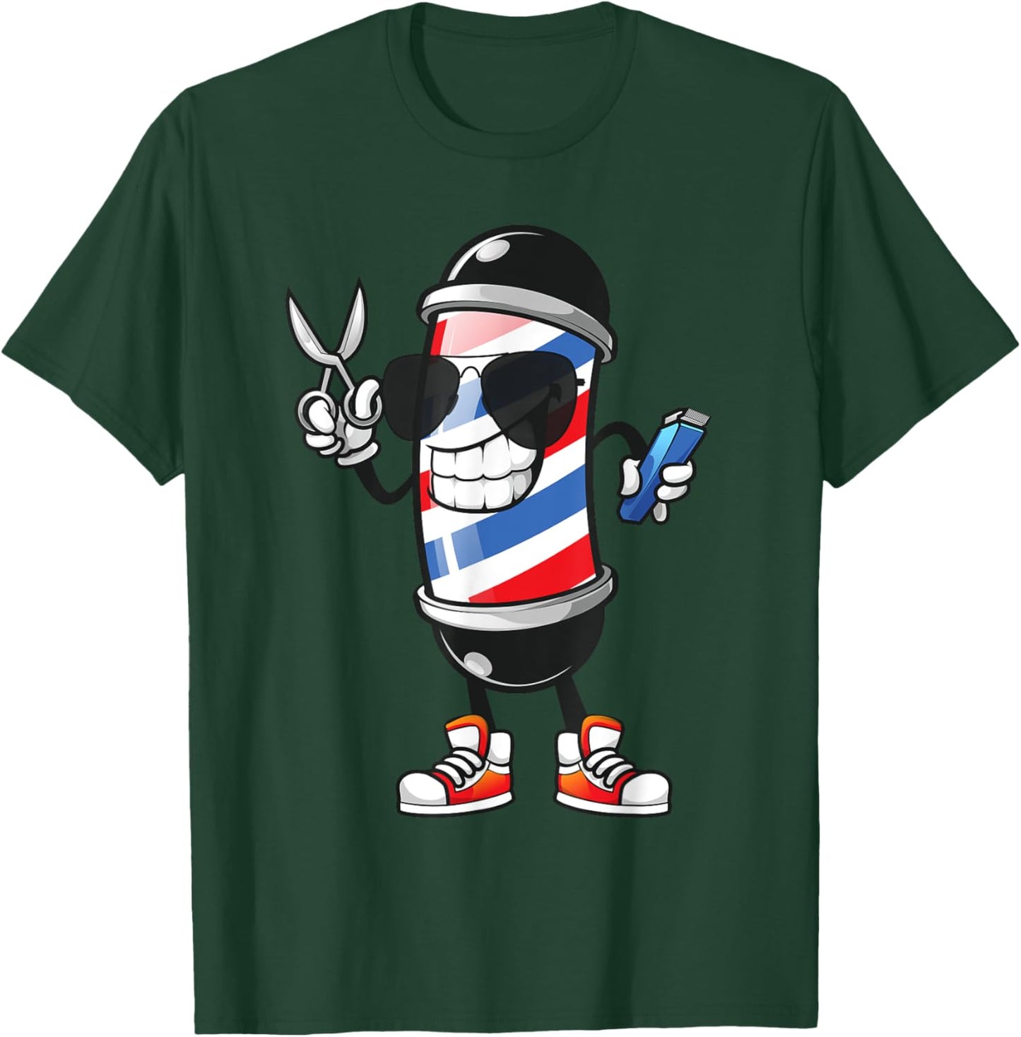 Cute Barber Pole Women Barbershop Haircut Barber T-Shirt - T-Shirt | Forest