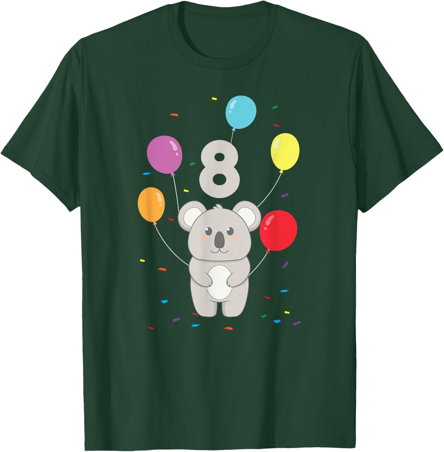 8th Birthday 8 Years Koala Balloons Australia Eucalyptus Zoo T-Shirt - T-Shirt | Forest