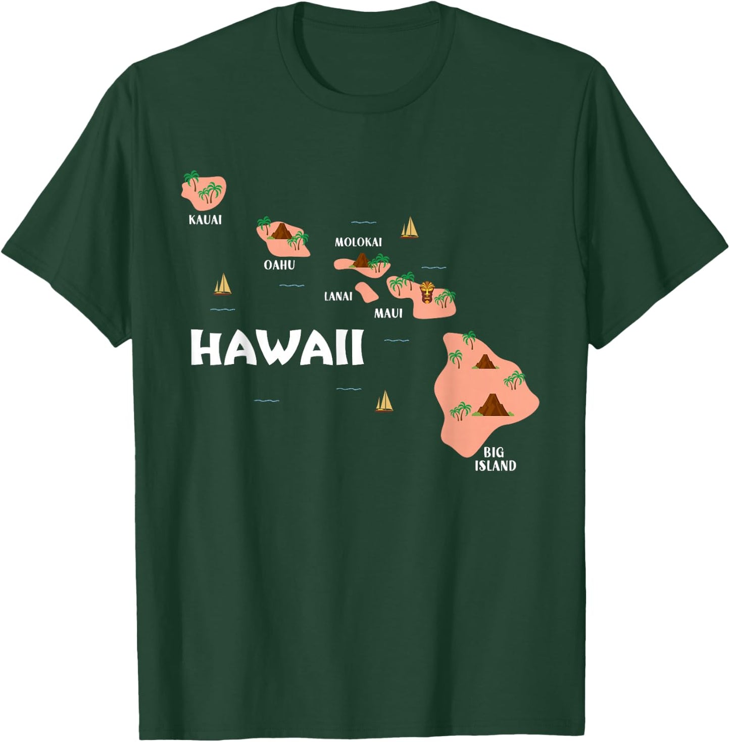 Map Vintage Souvenir Hawaiian Islands T-Shirt - T-Shirt | Forest