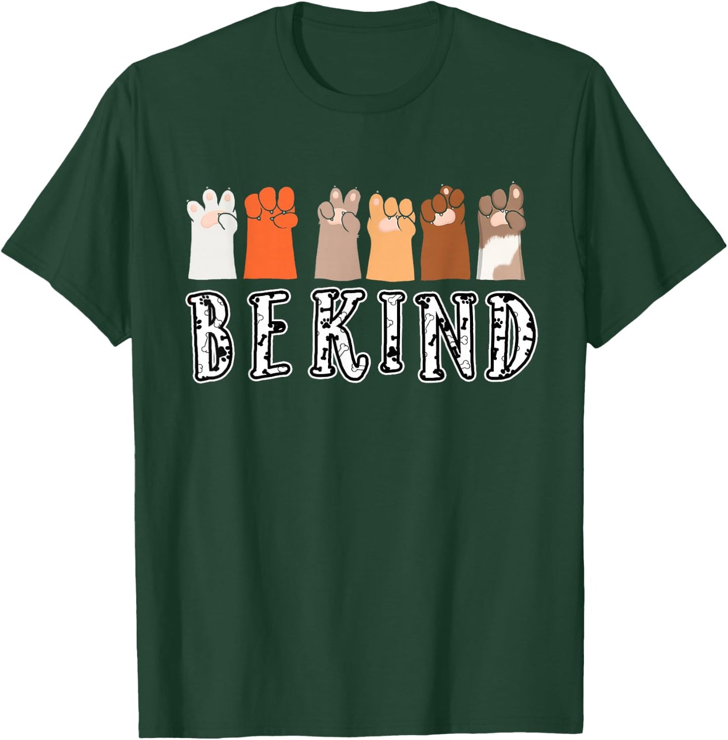Be Kind Hand Talking Finger Dog Signs Cute -Adults & Kids Black Modern Animal Theme ASL Kindness Funny Dog Paw T-Shirt - T-Shirt | Forest