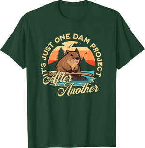 Besuchen Sie den Biber Shop - Adults Beaver - Black - Small - Short Sleeve - - Casual Modern - Unique Graphic - It's Just One Dam Project After Another T-Shirt - T-Shirt | Forest