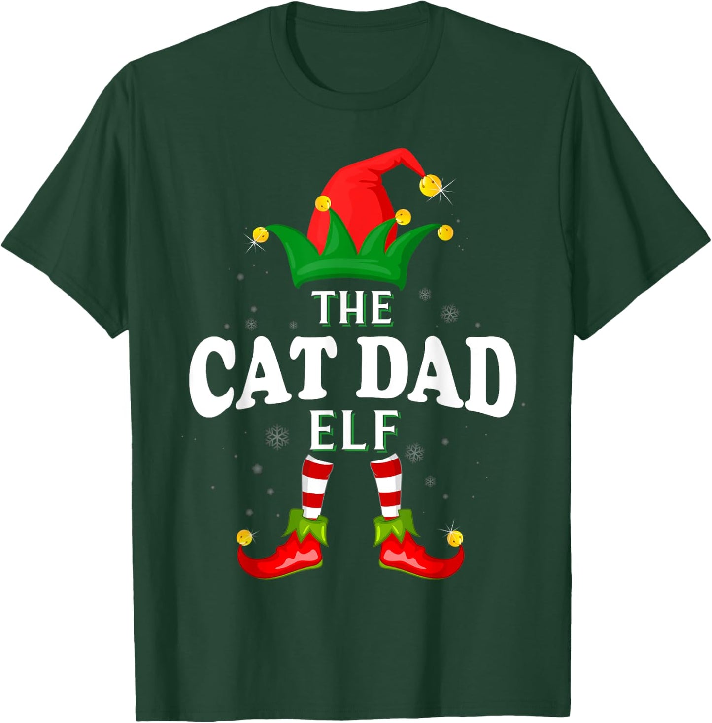 Xmas Cat dad Elf Family Matching Christmas Pajama T-Shirt - T-Shirt | Forest