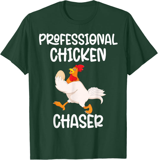 Professional Chicken Chaser Funny Farm Farmer Kids Running T-Shirt - T-Shirt | Forest