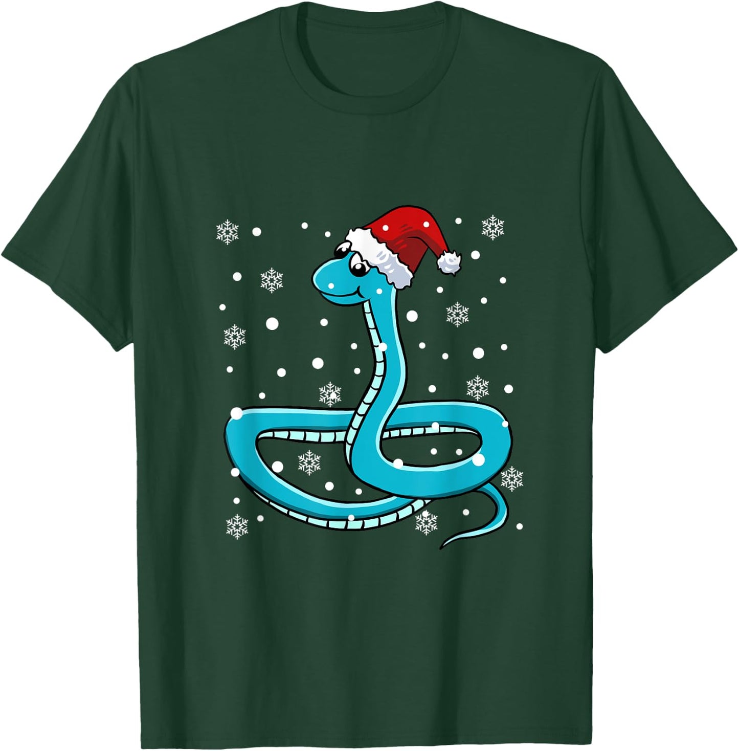 Snake Santa Hat Christmas Pajama Cute Animal Snowflakes Xmas T-Shirt - T-Shirt | Forest