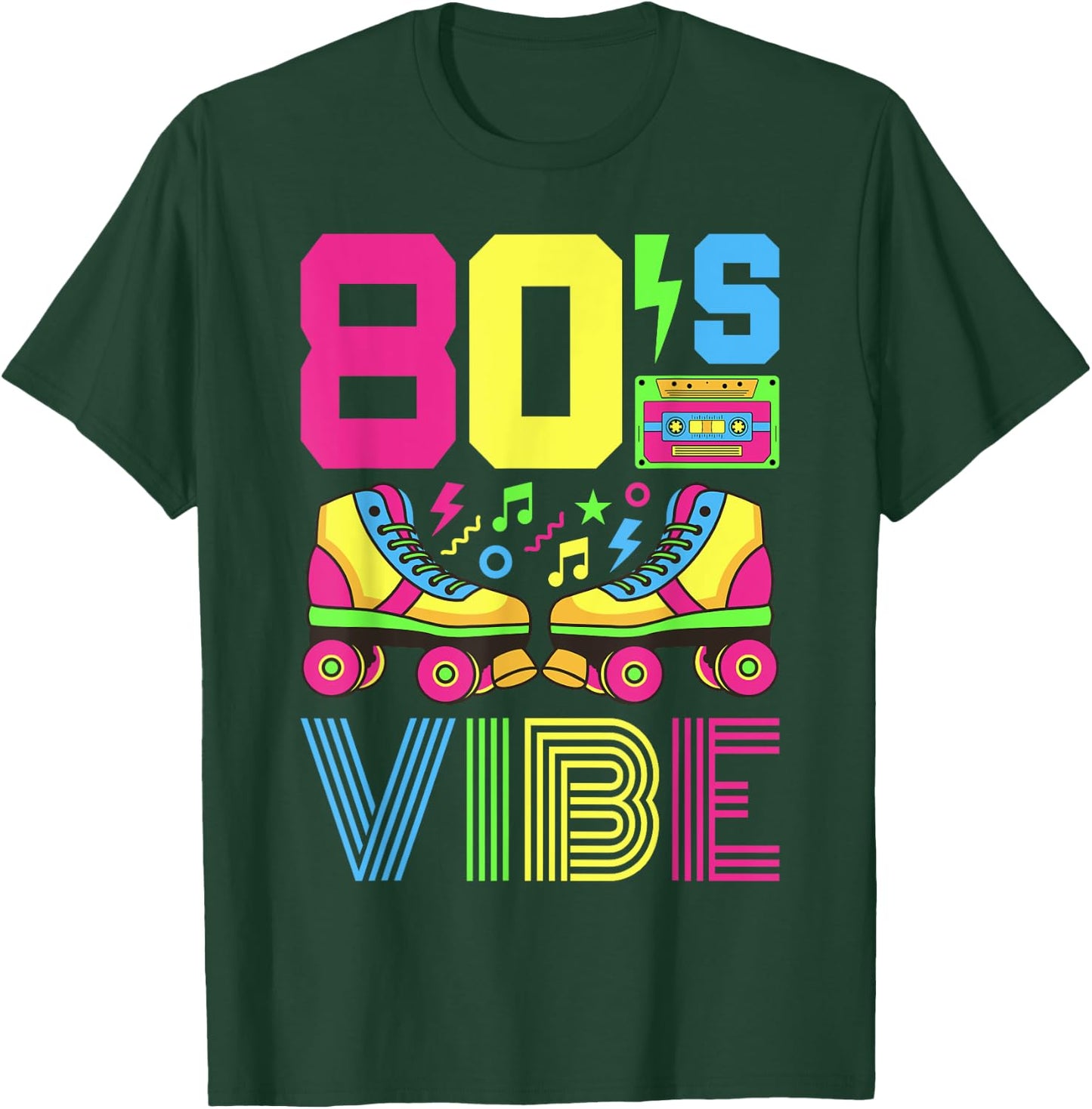 80s Themed Clothes & Outfits Girls Kids 80s Vibe 1980s Fashion Theme Party Outfit Eighties Costume Black Classic Fit Short Sleeve Small T-Shirt - T-Shirt | Forest