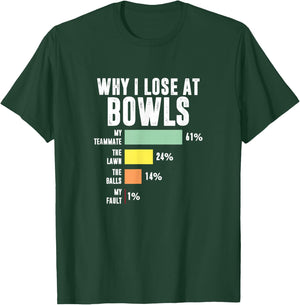 Why I Lose At Bowls, Funny Lawn Bowling T-Shirt - T-Shirt | Forest