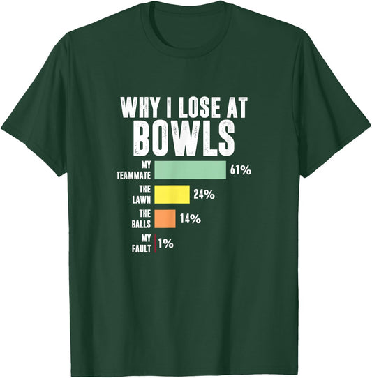 Why I Lose At Bowls, Funny Lawn Bowling T-Shirt - T-Shirt | Forest