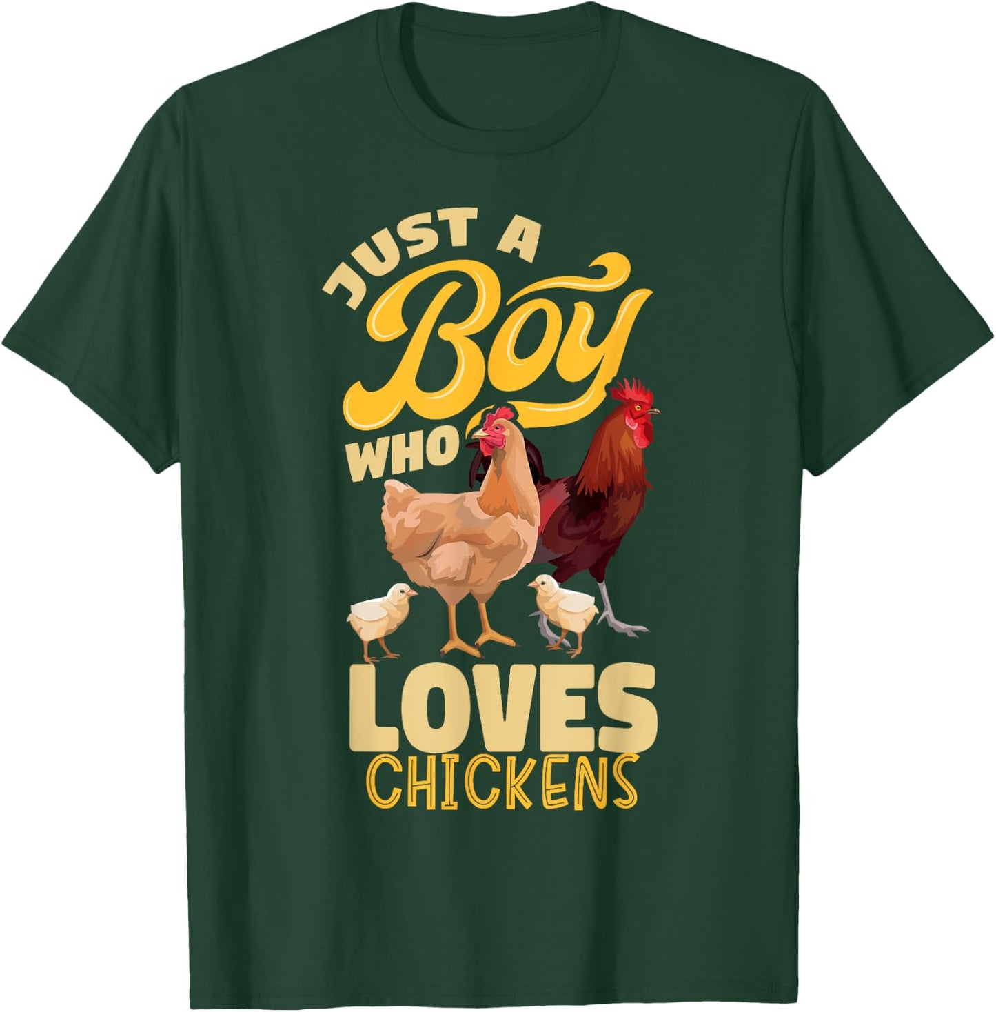 Just a Boy Who Loves Chickens Boys Country Farming Farm T-Shirt - T-Shirt | Forest
