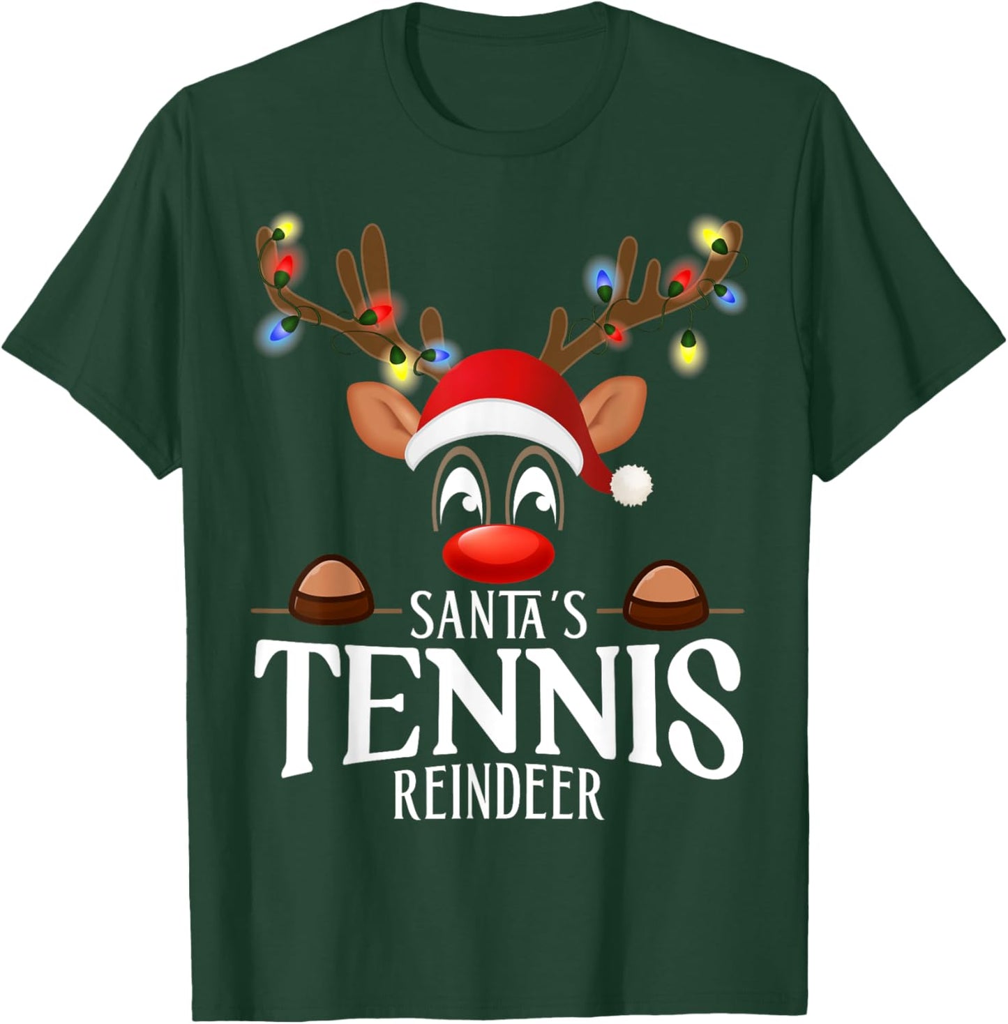 Santa's Tennis Reindeer Funny XMas Matching PJS T-Shirt - T-Shirt | Forest