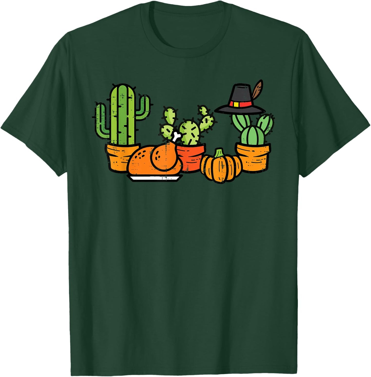 Thanksgiving Cactus Turkey Day Succulent Plant Women Kid Men T-Shirt - T-Shirt | Forest