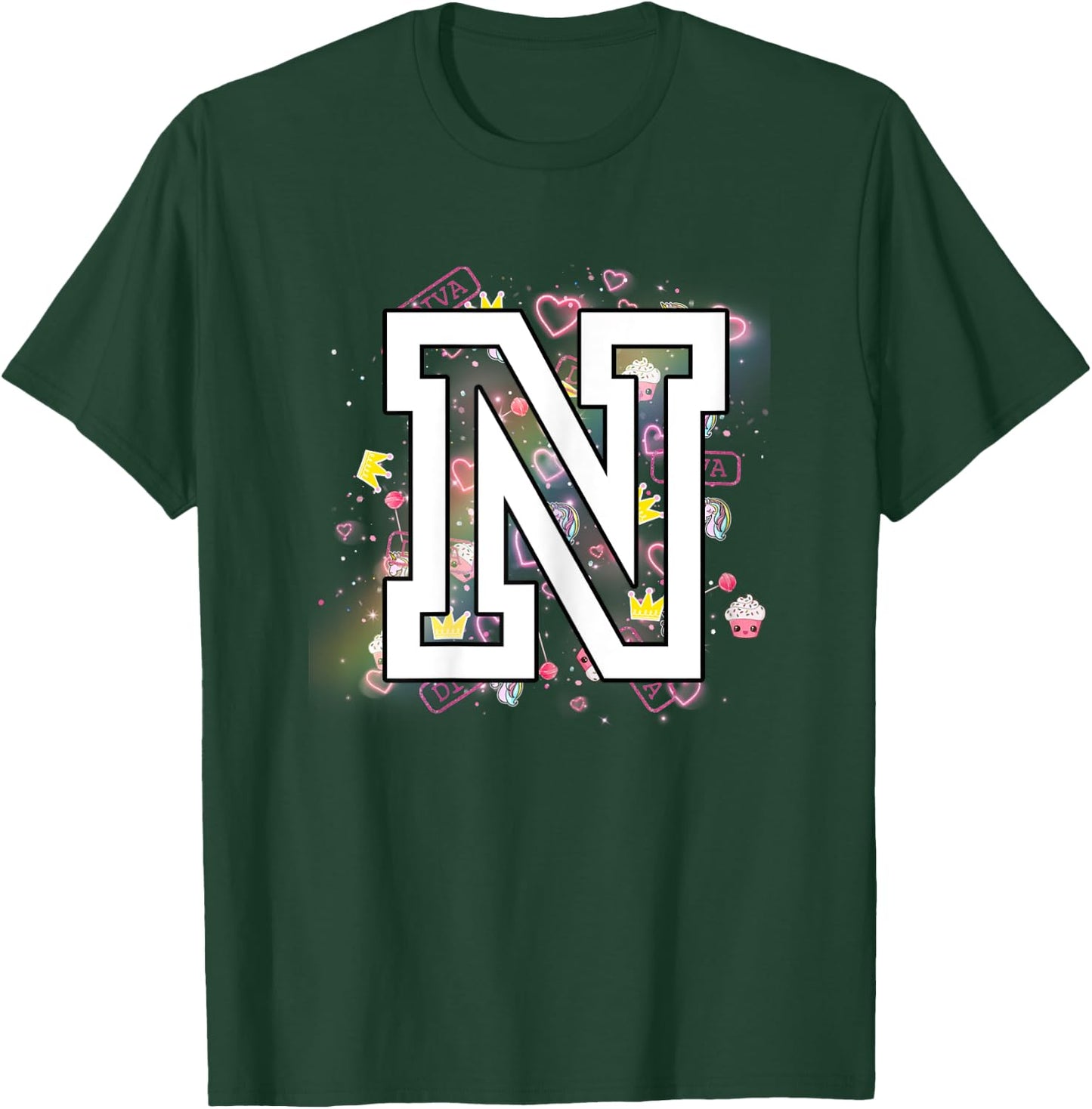 Kids Letter N Clothing For a Girl Who's Name Starts With N T-Shirt - T-Shirt | Forest