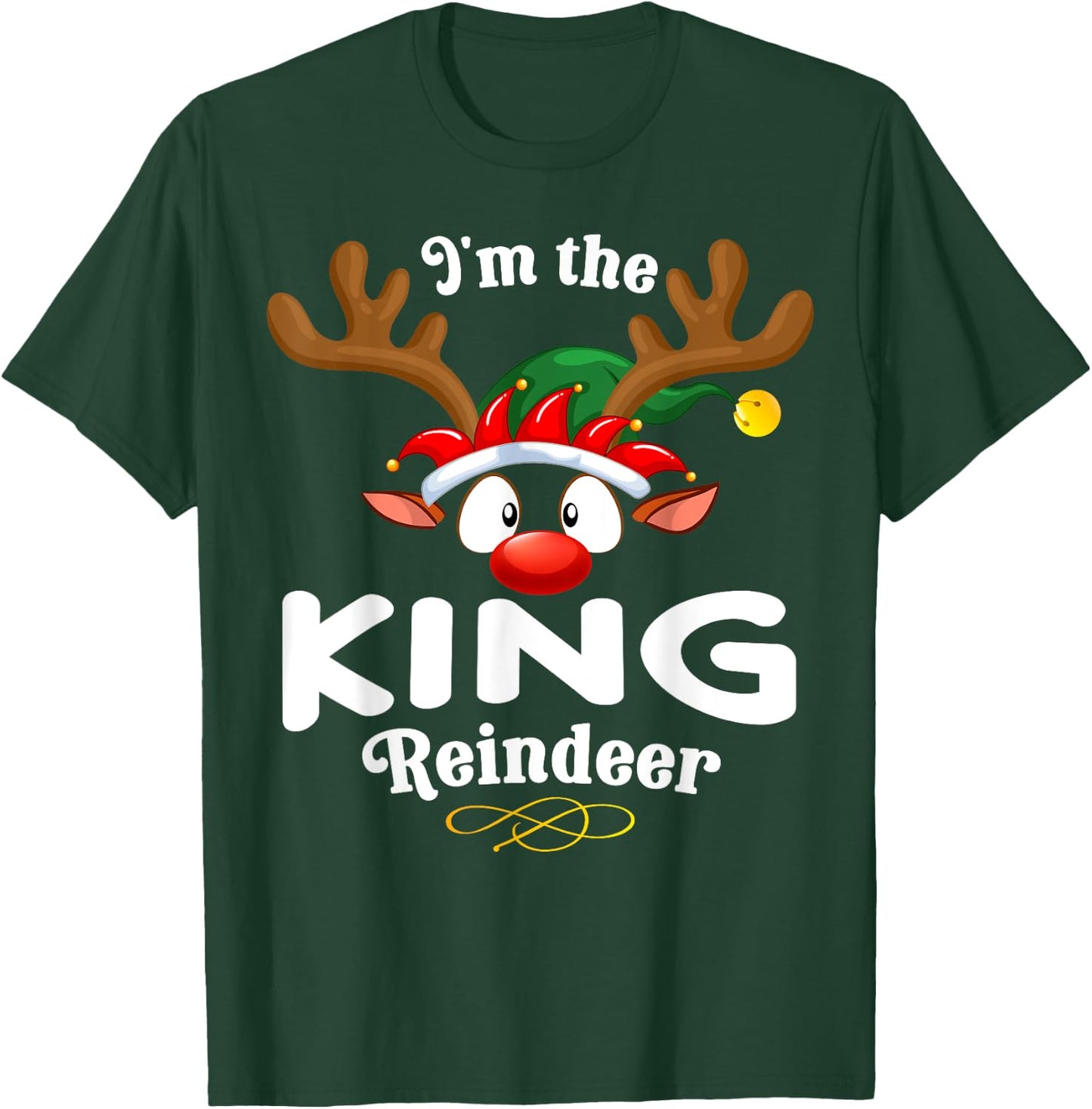 Christmas PJS King XMas Reindeer Matching T-Shirt - T-Shirt | Forest