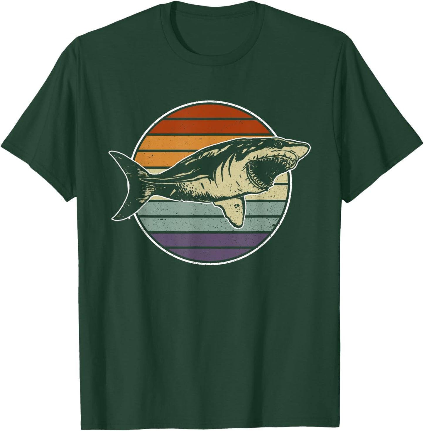 Retro Megalodon Tooth Shark Lover T-Shirt - T-Shirt | Forest