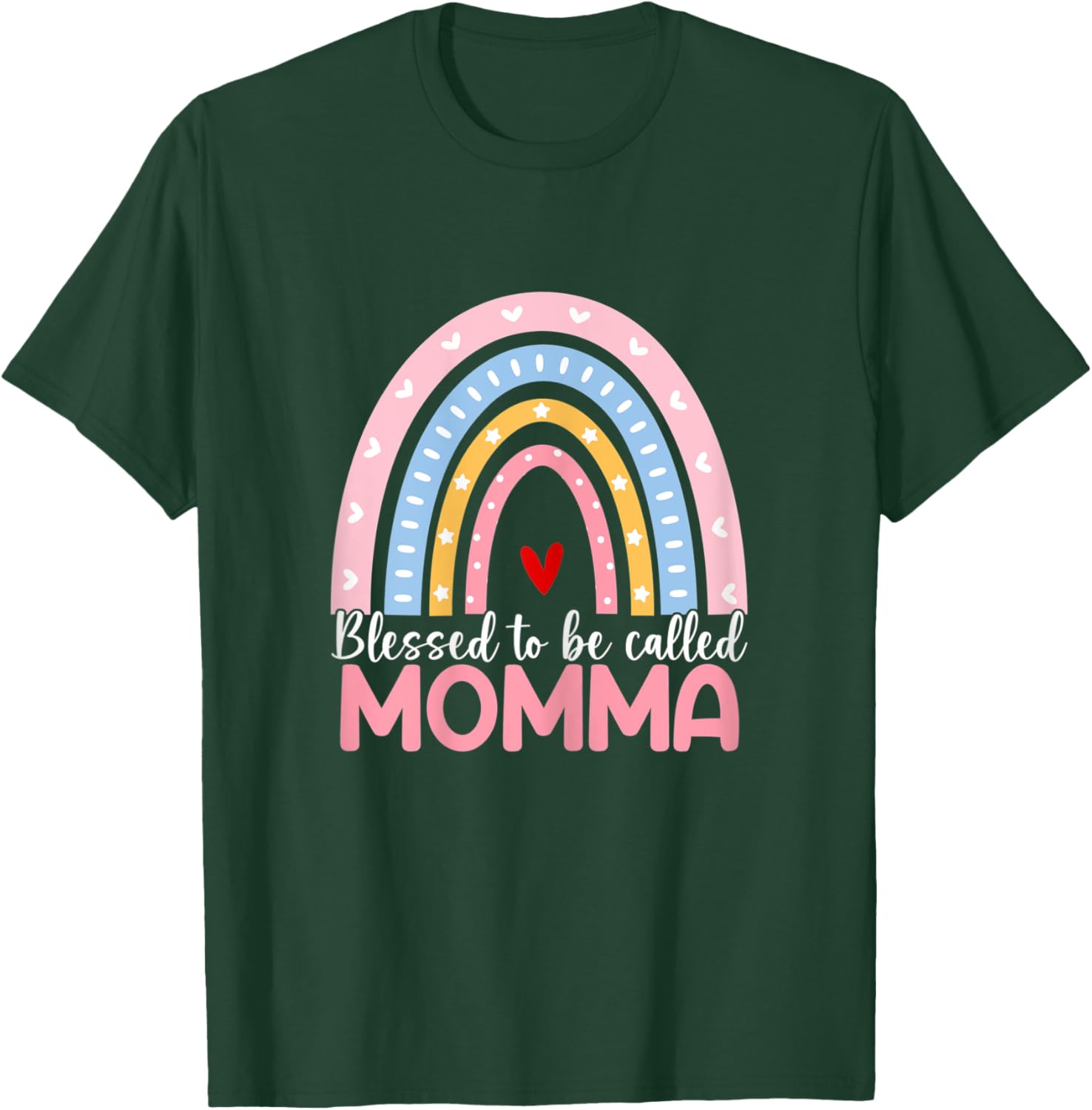 Mother's Day Blessed To Be Called Momma Boho Rainbow Momma T-Shirt - T-Shirt | Forest