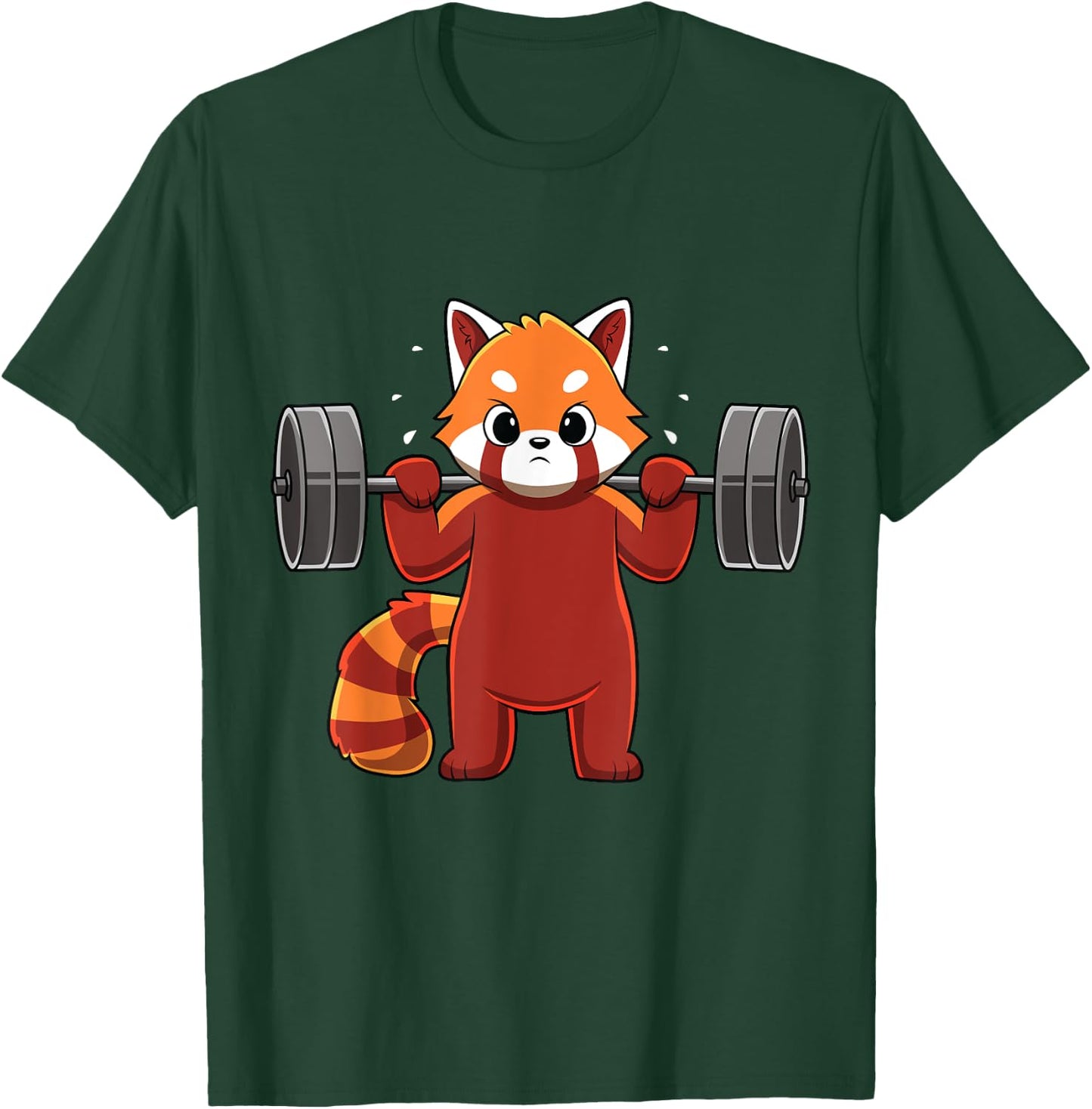 Kawaii Red Panda Weightlifting Funny Fitness Gym T-Shirt - T-Shirt | Forest