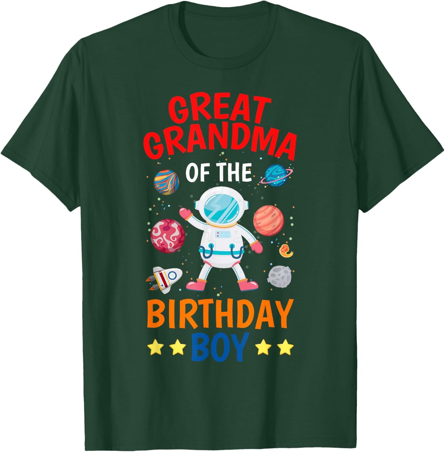 Great Grandma Of The Birthday Boy Space Planet Theme Bday T-Shirt - T-Shirt | Forest