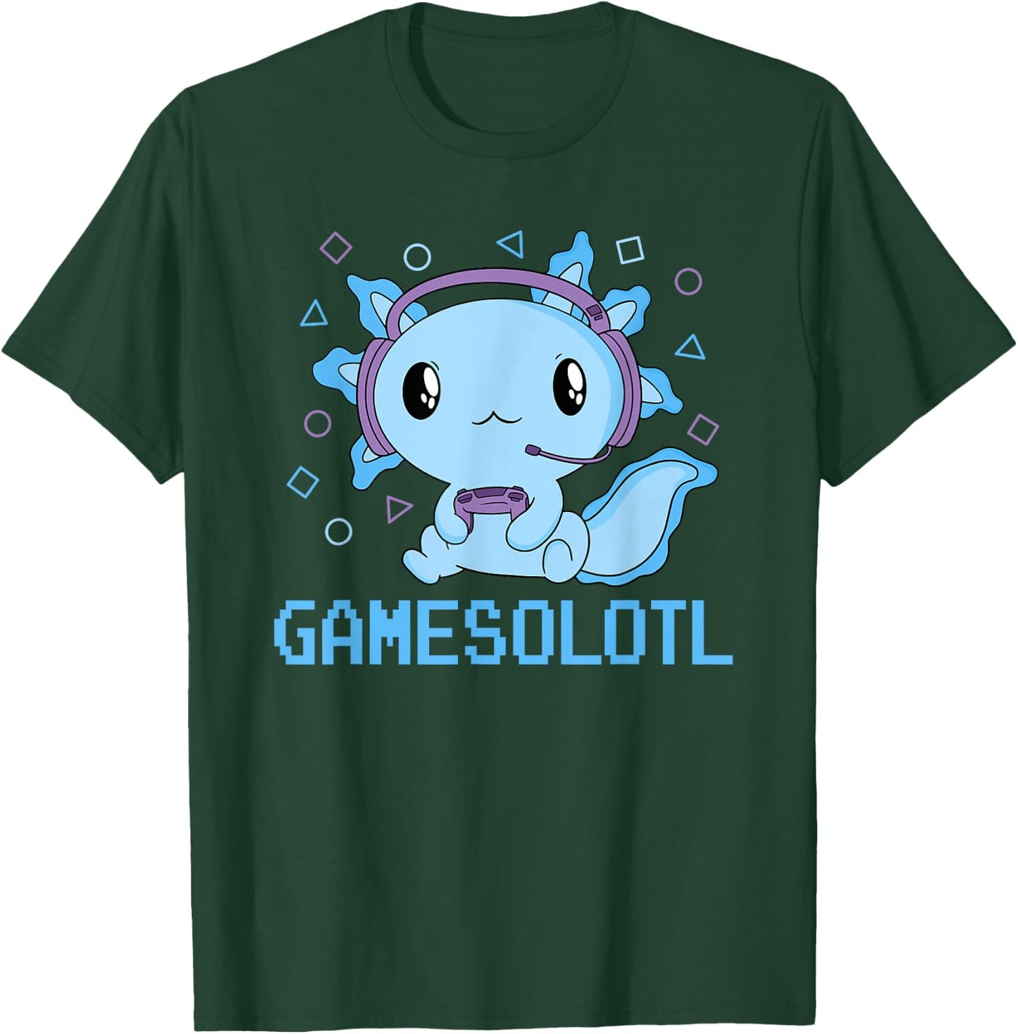 Funny Gamesolotl Kawaii Gaming Axolotl Video Gamer Boys Kids T-Shirt - T-Shirt | Forest