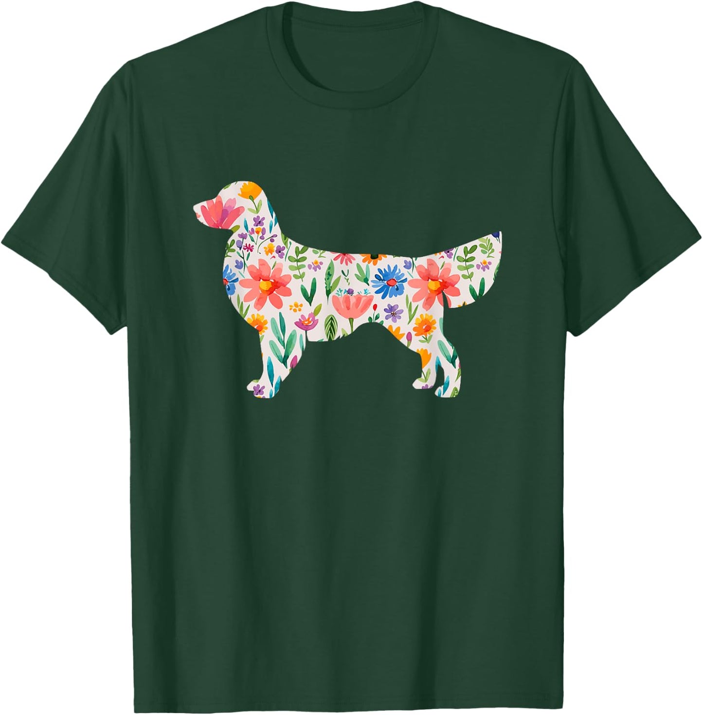Golden Retriever watercolor flowers design T-Shirt - T-Shirt | Forest