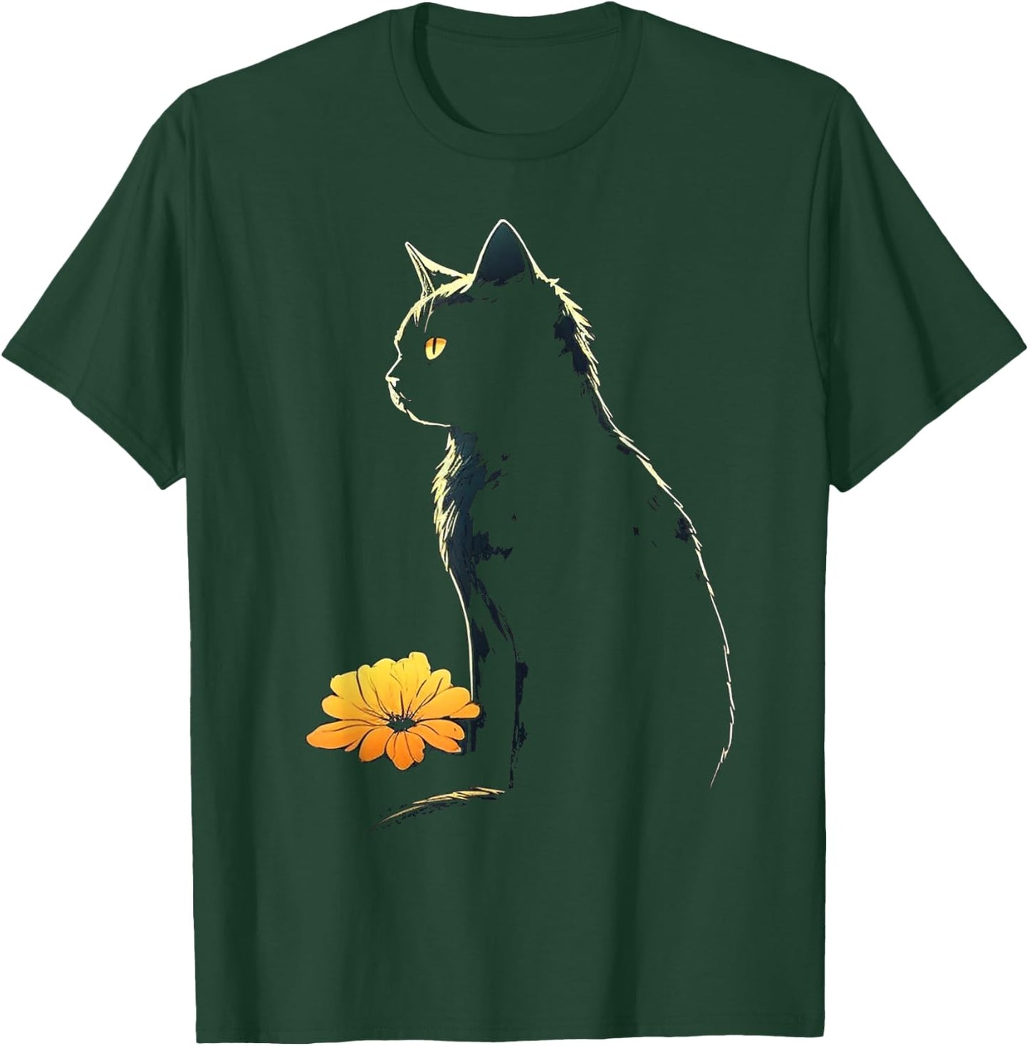 Cat Artwork - Flowers Art Cat Motif Animal Cat T-Shirt - T-Shirt | Forest