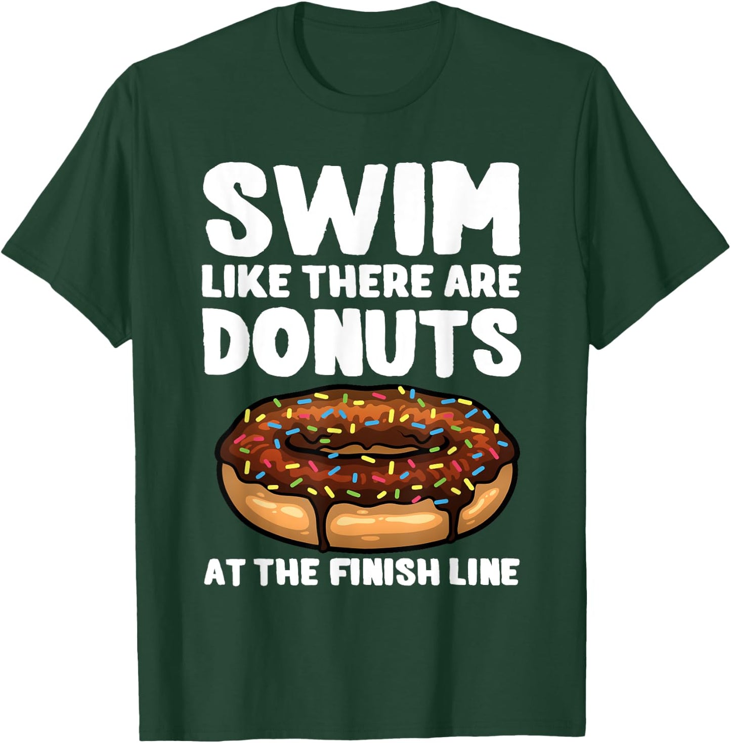 Funny Swimming Donut Design Men Women Swimmer Sports Athlete T-Shirt - T-Shirt | Forest