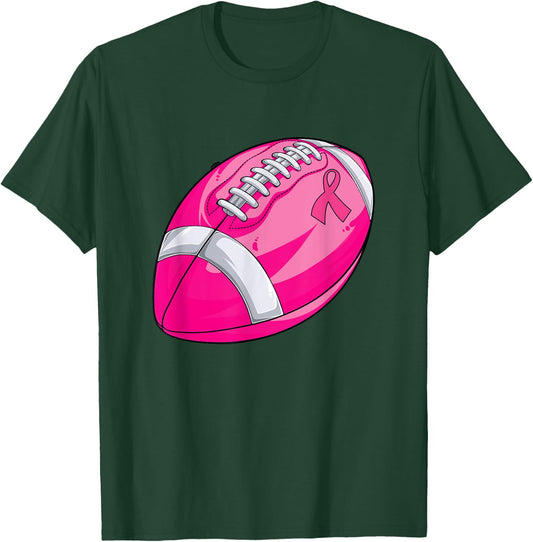 In October We Wear Pink Football Breast Cancer Awareness T-Shirt - T-Shirt | Forest