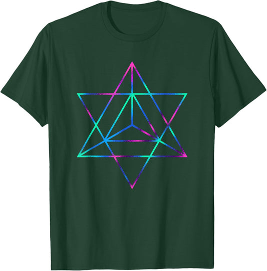Sacred Geometry Star Tetrahedron Merkaba T-Shirt - T-Shirt | Forest