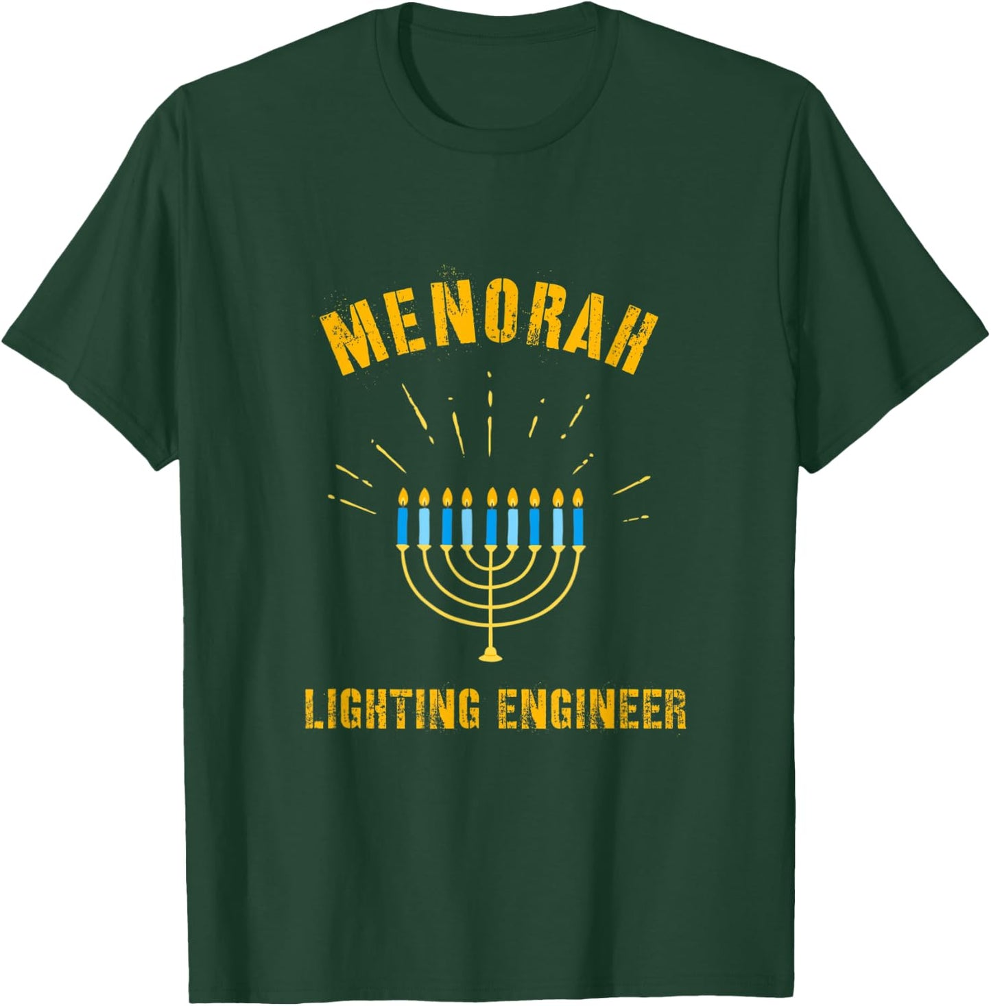 Hanukkah Lighting Engineer Jewish Menorah Lights Latkes T-Shirt - T-Shirt | Forest