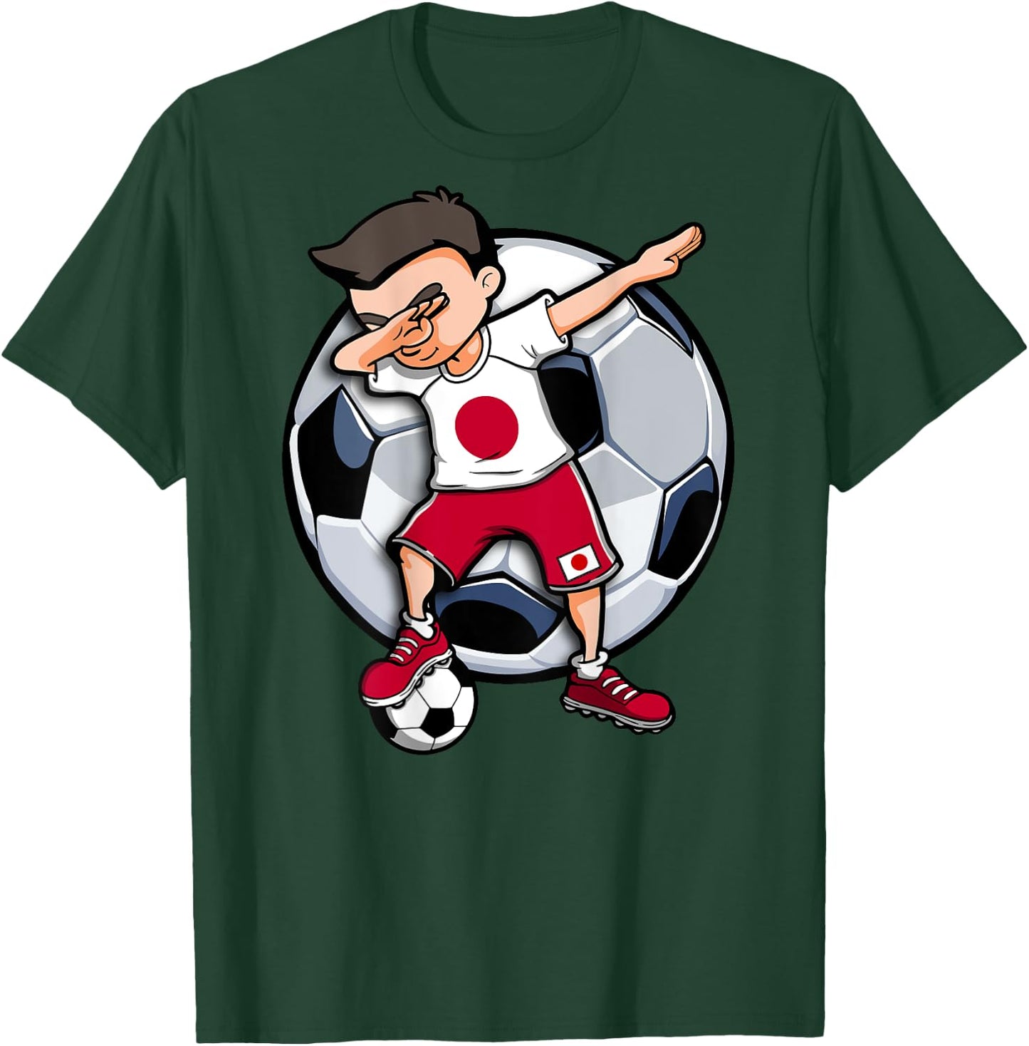 Dabbing Soccer Boy Japan Football Fans Jersey Japanese Flag T-Shirt - T-Shirt | Forest