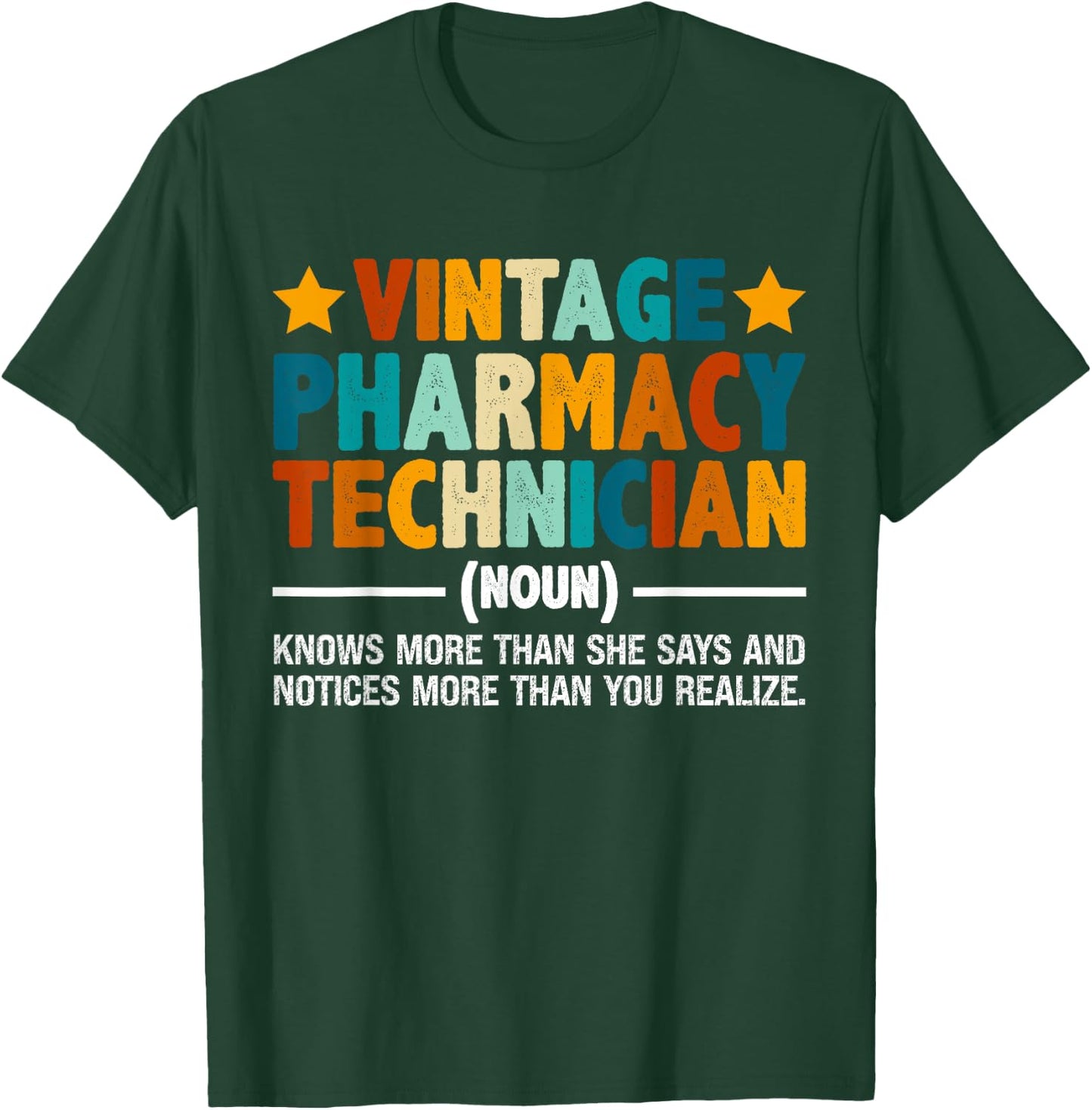 Vintage Pharmacy Technician Funny Pharmacist Tech Definition T-Shirt - T-Shirt | Forest