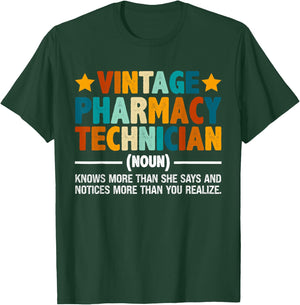 Vintage Pharmacy Technician Funny Pharmacist Tech Definition T-Shirt - T-Shirt | Forest