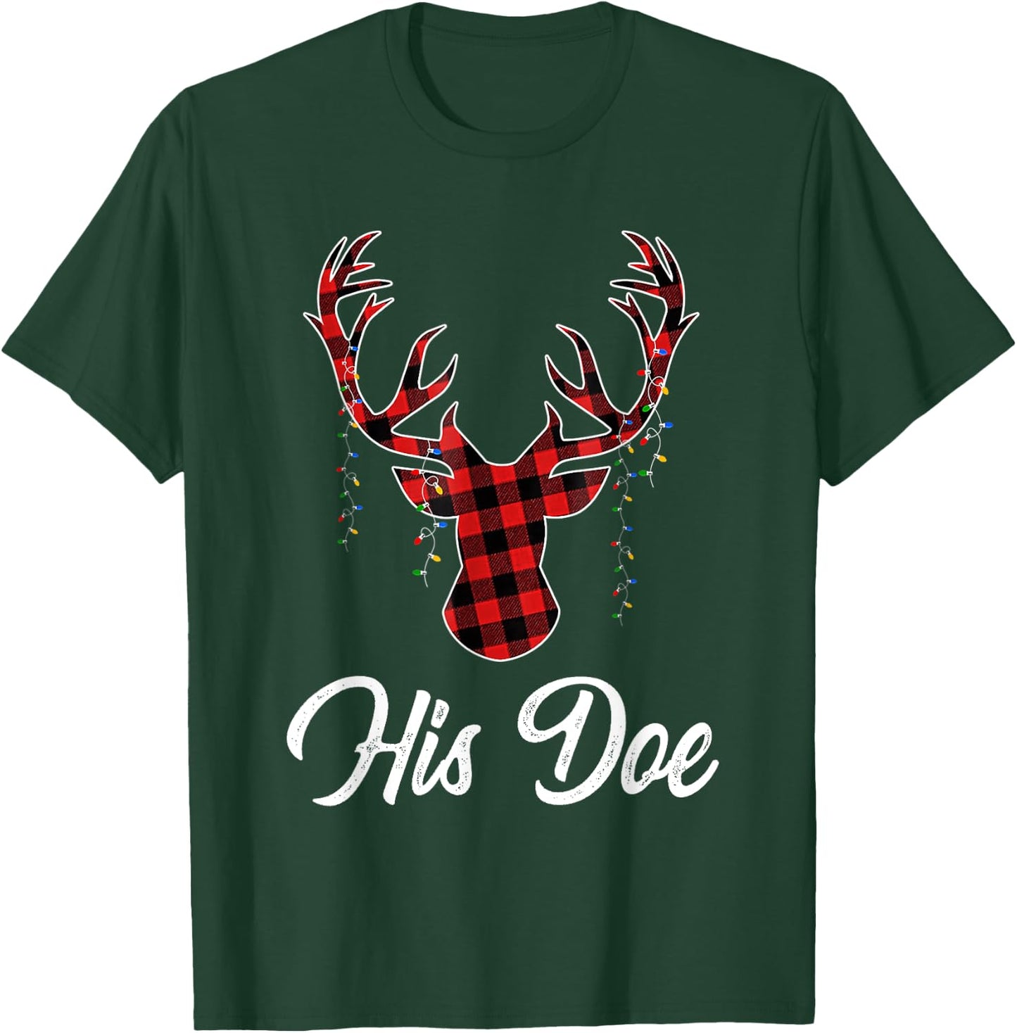 Christmas Couple Matching Pajama Set Her Buck His Doe T-Shirt - T-Shirt | Forest